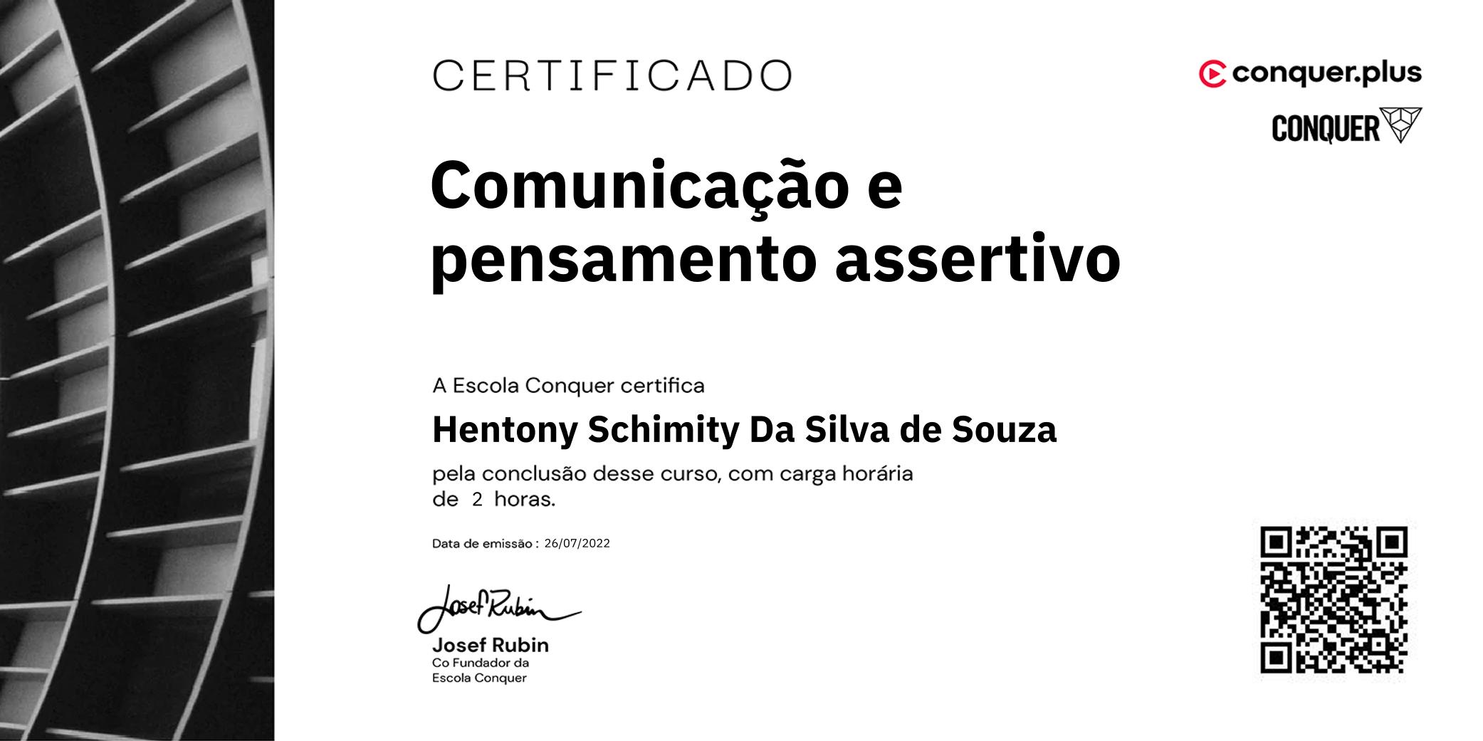 Certificado de Comunicação e pensamento assertivo